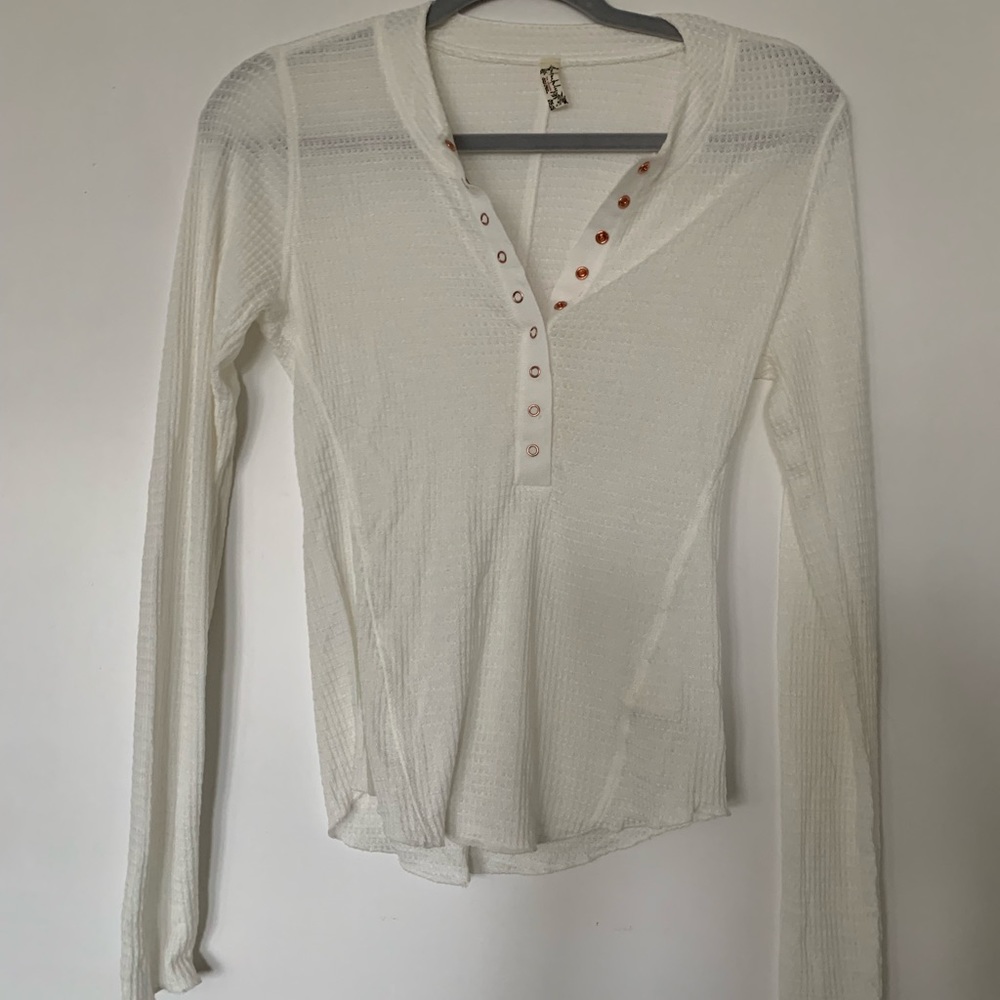 Free People One of the Girls Henley T-shirt with rose gold details!
